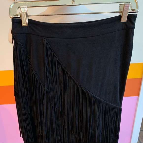Zara Faux Suede Asymmetrical Fringe Skirt - Picture 8 of 9
